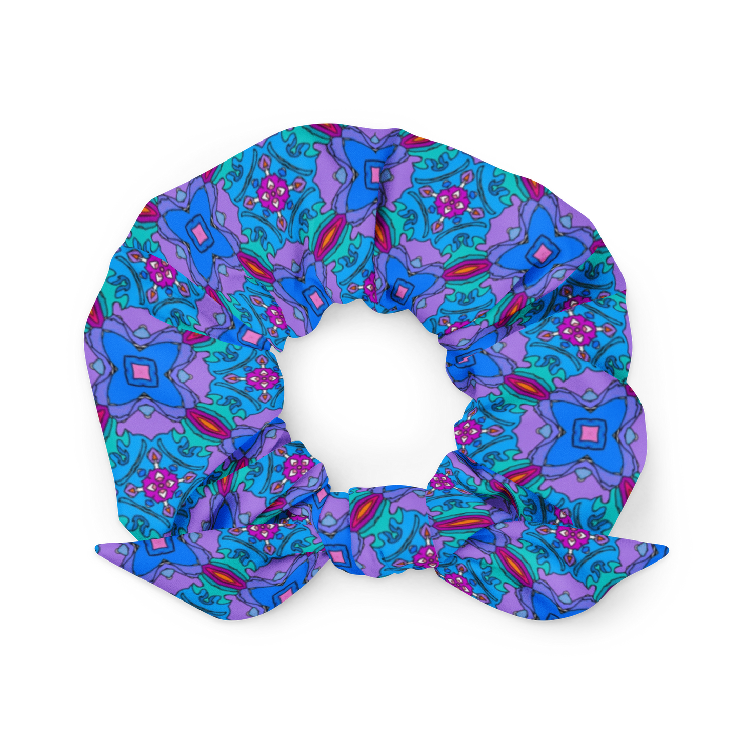 Psychedelic Blue Eco-Friendly Scrunchie